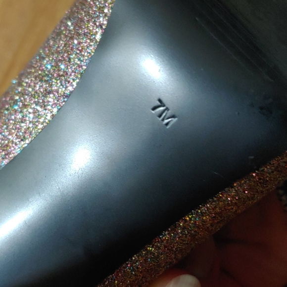 Guess Pink Rainbow Glitter Peep Hole Heels 7M - Picture 11 of 14